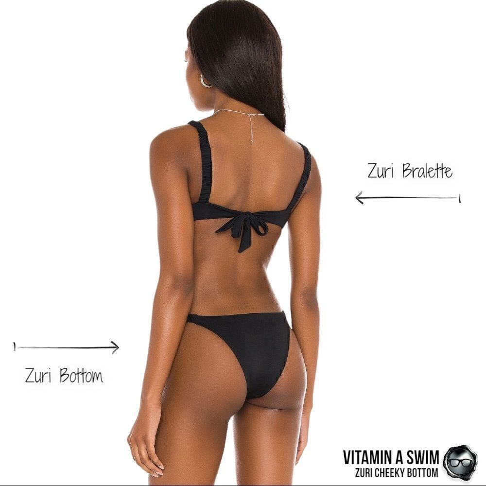 VITAMIN A ZURI CHEEKY BIKINI BOTTOM IN BLACK ECOLUX MIX & MATCH LENNON TOP NEW - Picture 10 of 15